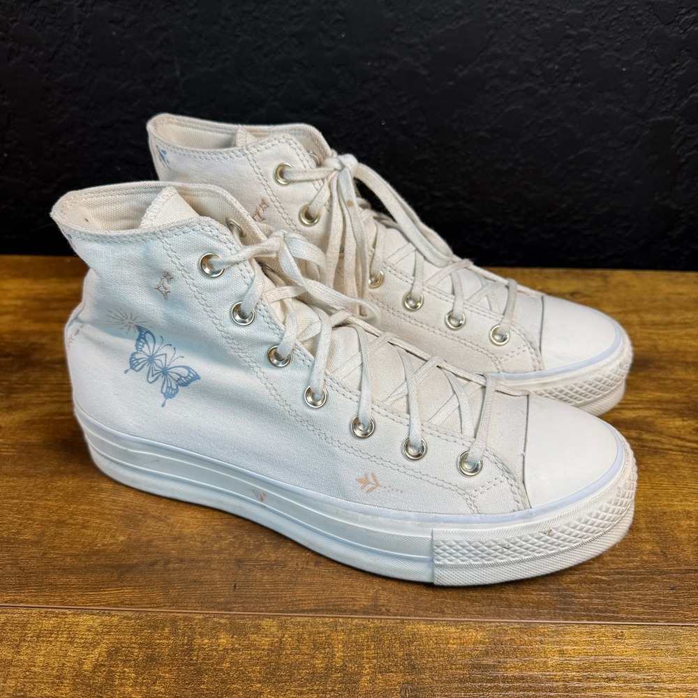 Converse Chuck Taylor All Star Lift A07135C White Canvas Butterfly Womens 9.5
